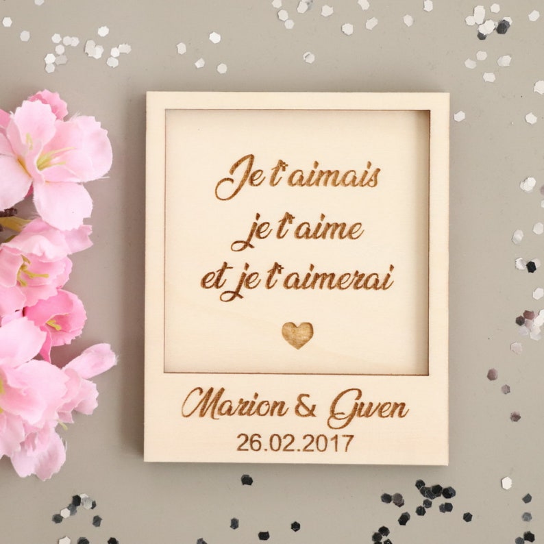 Carte en bois gravé avec texte de votre choix, Cadeau couple St Valentin Fête des mères image 4