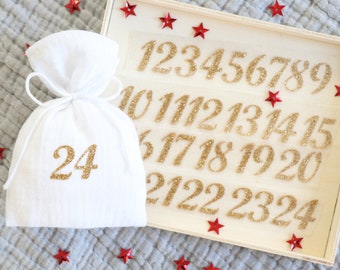 Chiffres de l'Avent x24, Numéros en flex appliqué thermocollant, étiquettes transfert de Noël x24 pour calendrier de l'Avent, Déco Noël DIY