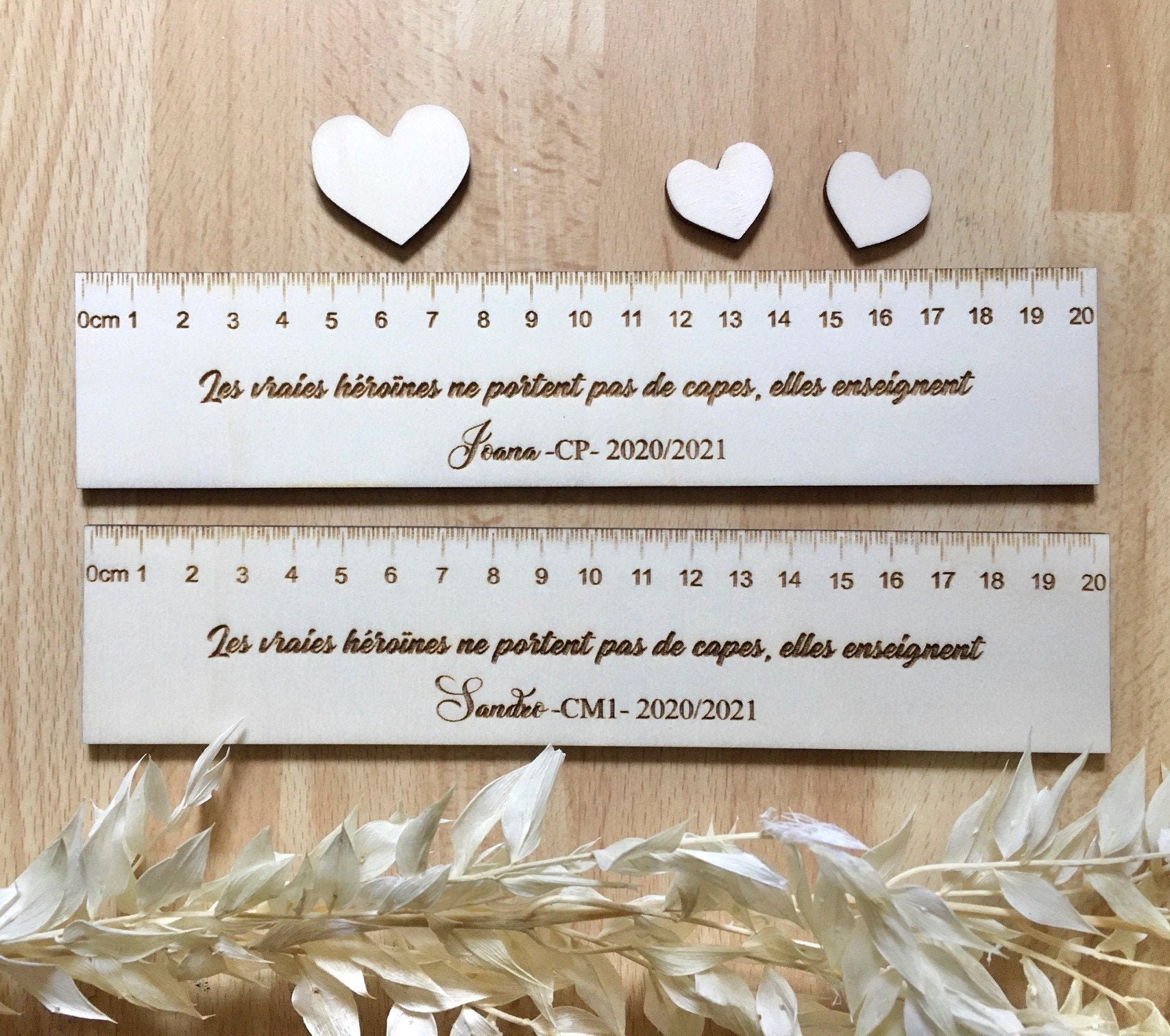 Règle en Bois Personnalisable, Cadeau Maîtresse Maître de Fin d'année Institutrice Instituteur Atsem