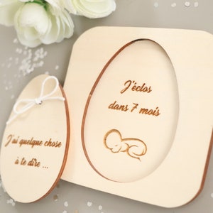 Coffret surprise en bois Oeuf pour annonce personnalisée grossesse bébé naissance, Demande parrain marraine baptême image 3