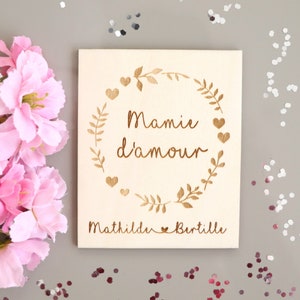 Carte en bois à personnaliser coeur au crochet, Fête des mères, Fête des grands mères image 8