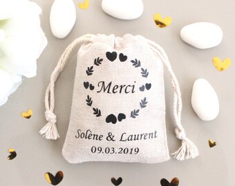 Personalized thank you bags for sugared almonds or guest gifts for weddings, baptisms, communions, profession of faith