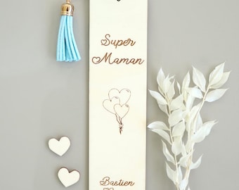 Marque page en bois Ballons à personnaliser Cadeau amoureux Fête des mères Fête des grands mères