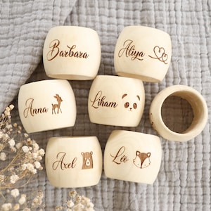 Personalized wooden napkin ring with pattern of your choice or without, zero waste - Wedding Baptism Christmas Birthday Family meal