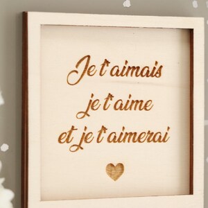 Carte en bois gravé avec texte de votre choix, Cadeau couple St Valentin Fête des mères image 3