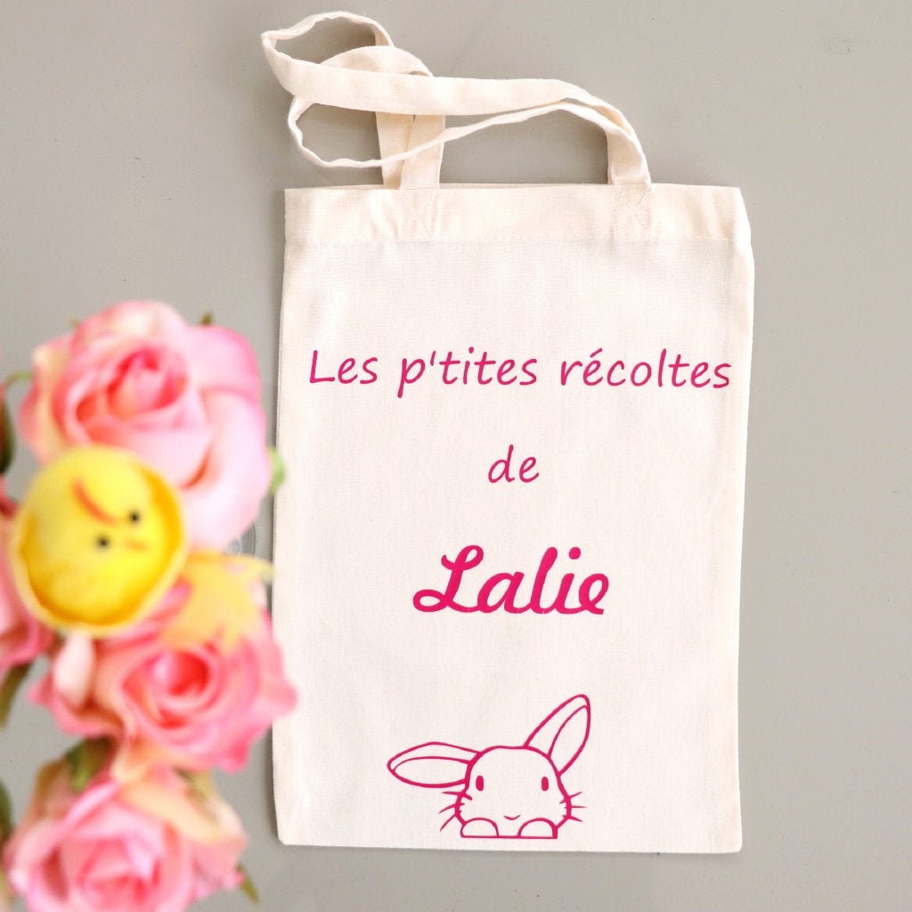 Le Sac Tote Bag de Pâques Personnalisé Pour Chasse Aux Œufs, Sac Lapin, Enfant