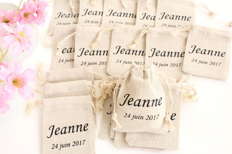 Pochons personnalisés pour dragées baptême mariage communion Etsy France