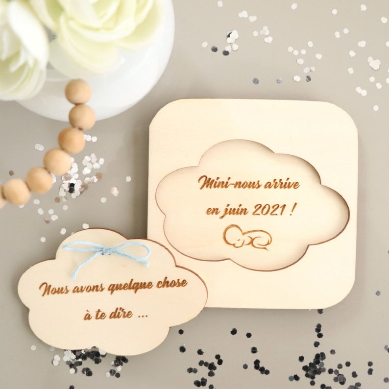 Coffret surprise en bois Oeuf pour annonce personnalisée grossesse bébé naissance, Demande parrain marraine baptême image 6