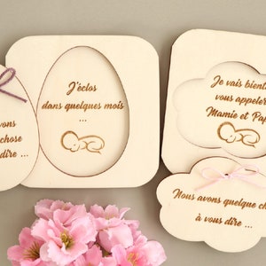 Coffret surprise en bois Oeuf pour annonce personnalisée grossesse bébé naissance, Demande parrain marraine baptême image 10