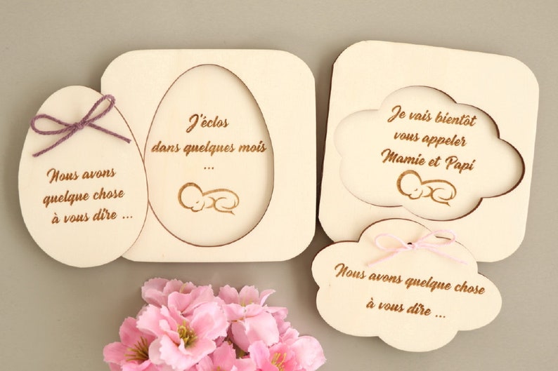 Coffret surprise en bois Oeuf pour annonce personnalisée grossesse bébé naissance, Demande parrain marraine baptême image 10