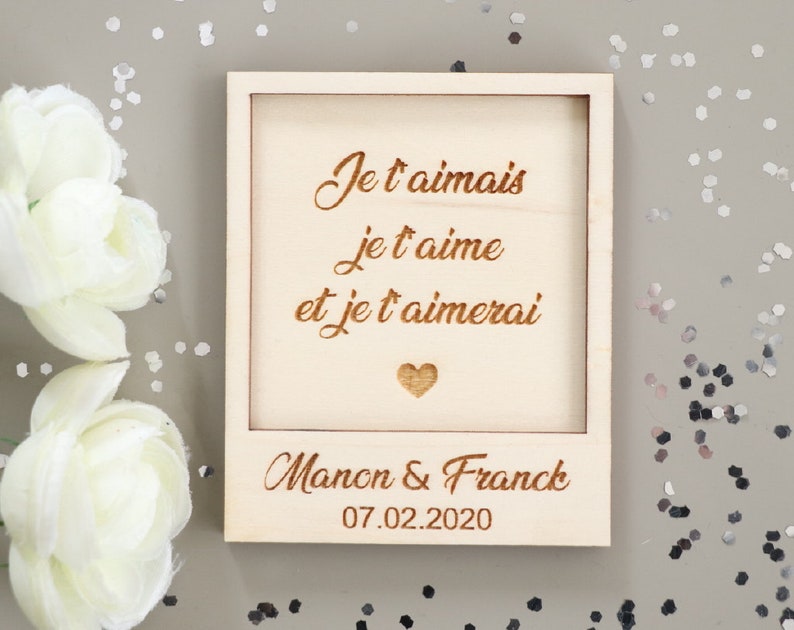 Carte en bois gravé avec texte de votre choix, Cadeau couple St Valentin Fête des mères image 1