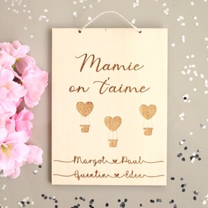 Carte en bois à personnaliser coeur au crochet, Fête des mères, Fête des grands mères image 10