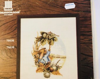 Oehlenschlager #76638 and 76639 Vintage Cross Stitch Pattern, Free Shipping