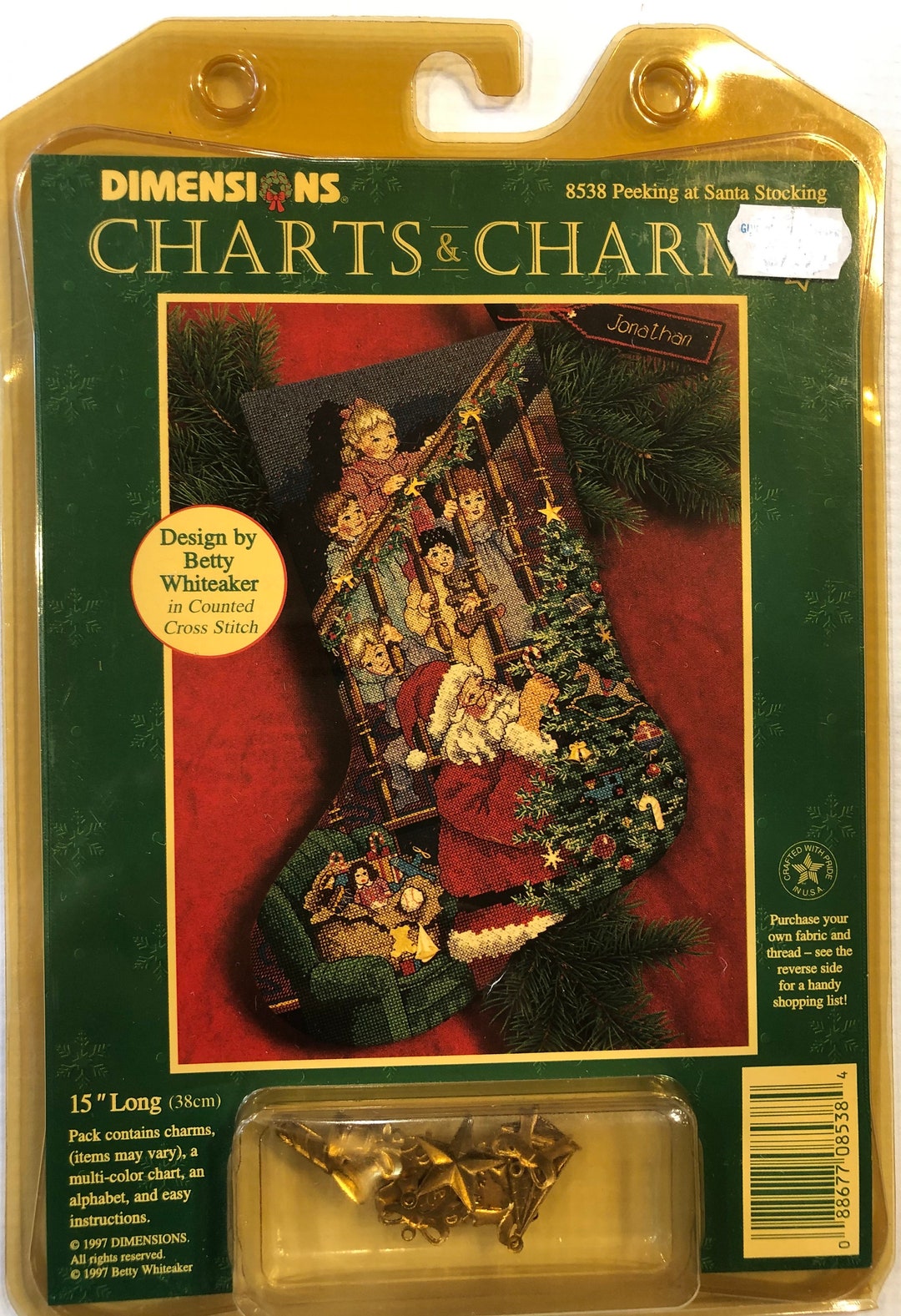 Dimensions Charts & Charms 8538 Peeking and Santa Stocking. Etsy UK