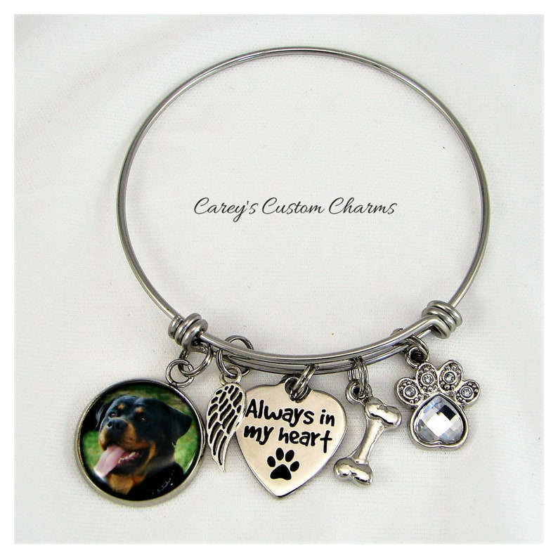 Dog Memorial Bracelet Photo Charm Jewelry Pet Sympathy Etsy