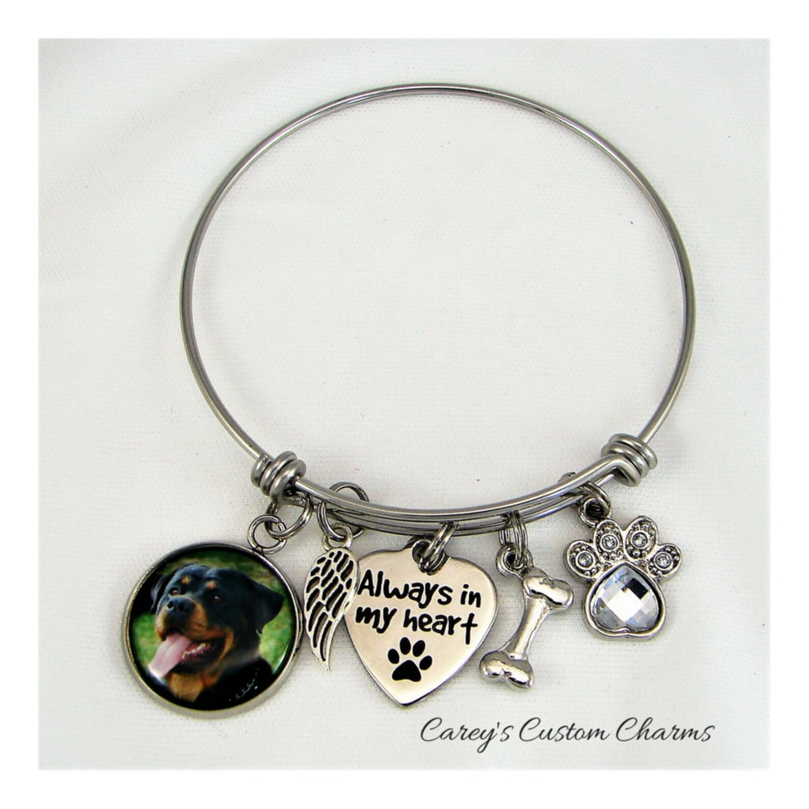 Dog Memorial Bracelet Photo Charm Jewelry Pet Sympathy Etsy