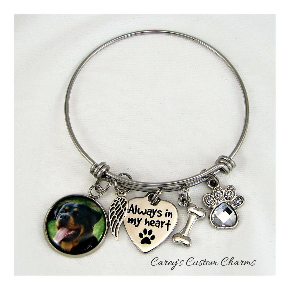 Dog Memorial Bracelet Photo Charm Jewelry Pet Sympathy Etsy