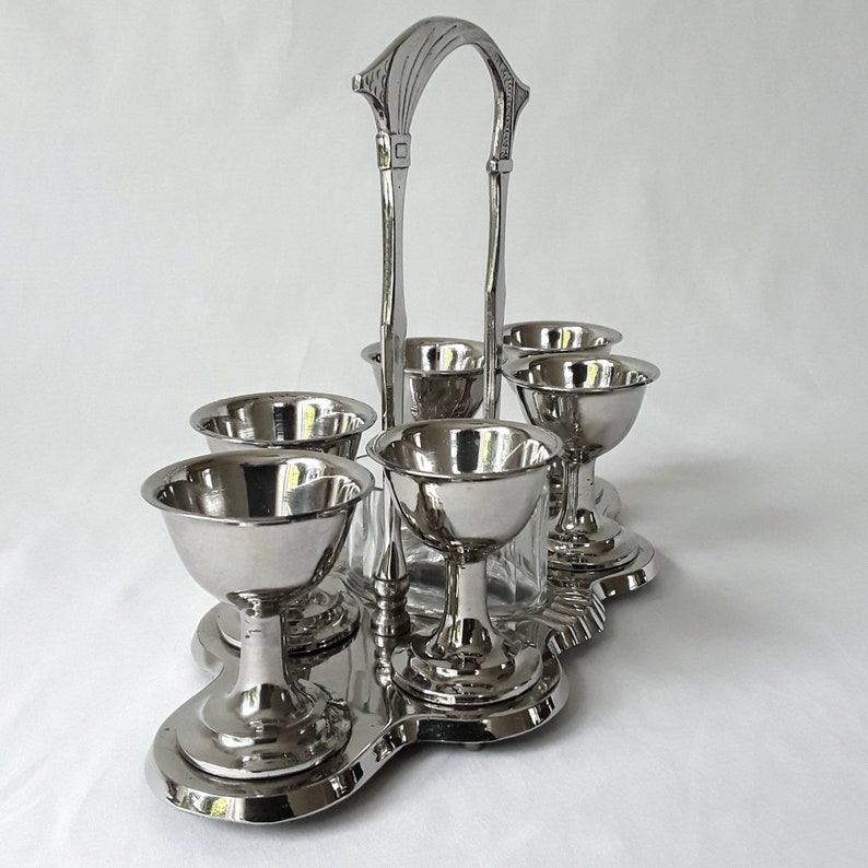 Art Nouveau Six Piece Egg Cup Cruet Set Etsy UK