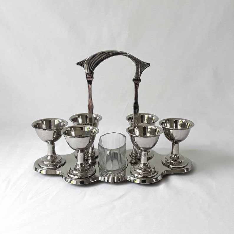 Art Nouveau Six Piece Egg Cup Cruet Set Etsy UK