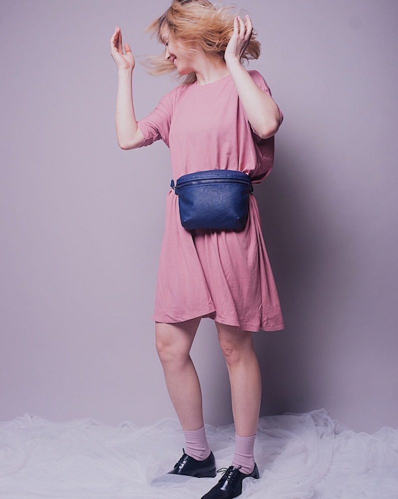 Blue Waist-bag ECO-leather Vegan leather Woman backpack FREE SHIPPING Blue