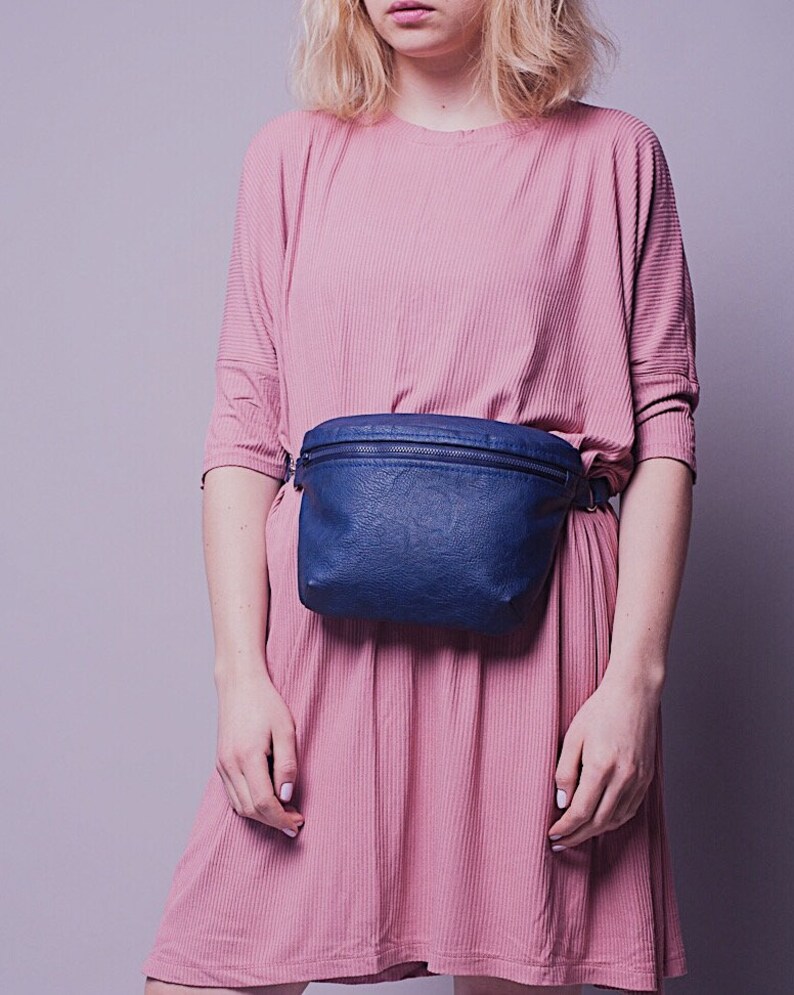 Blue Waist-bag ECO-leather Vegan leather Woman backpack FREE SHIPPING Blue