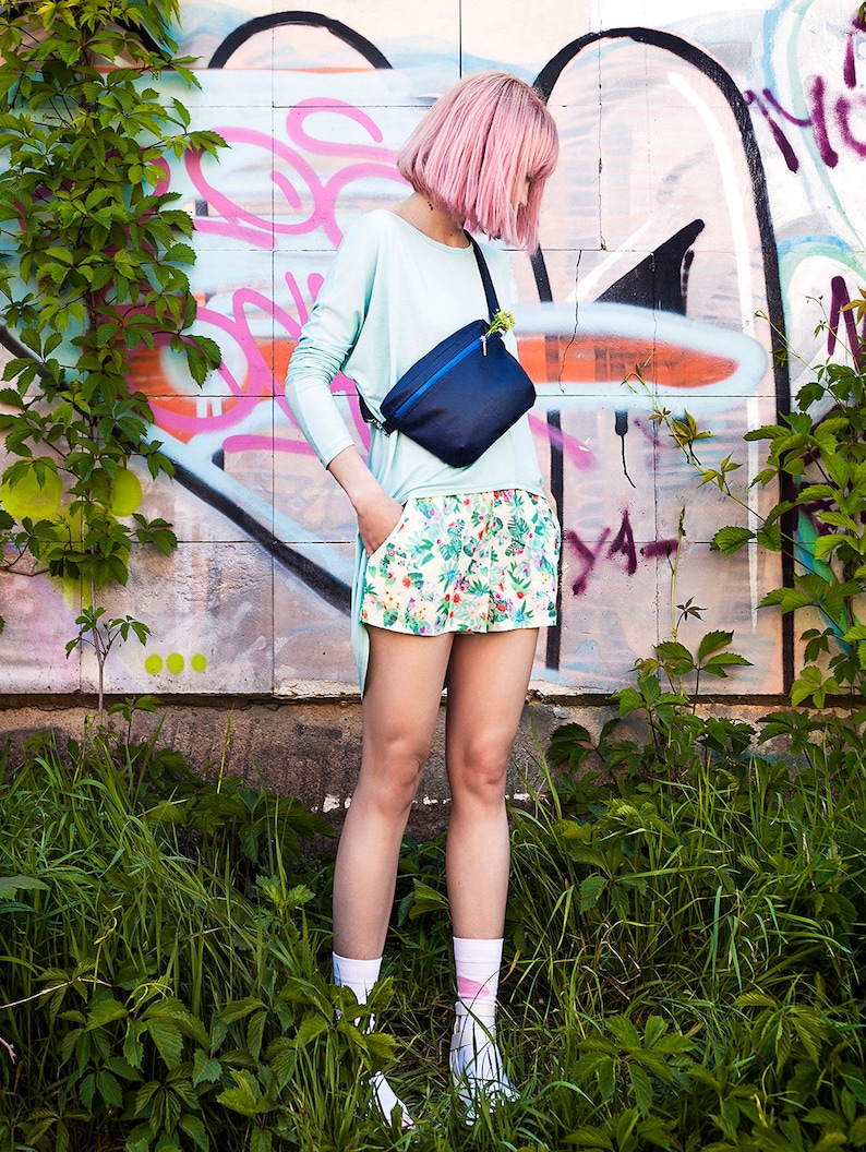 Blue Waist-bag ECO-leather Vegan leather Woman backpack FREE SHIPPING Blue