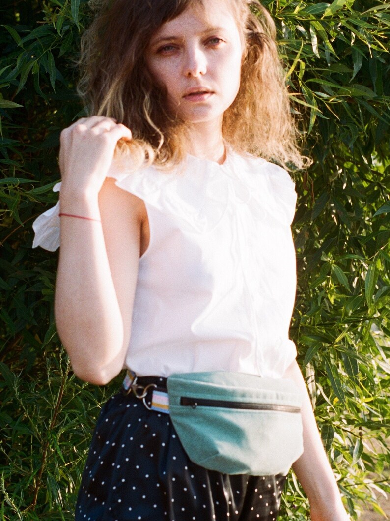 Mint Small Waist-bag Velvet Belt-bag Hip-bag Woman