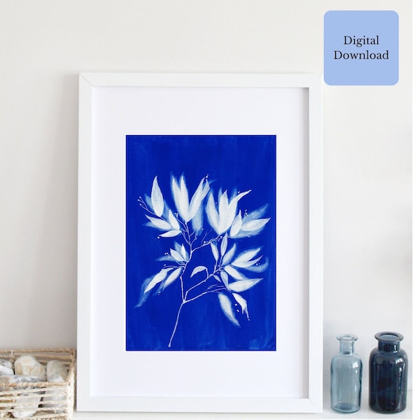 Belief, Blue wall art | Printable Wall Art | INSTANT DOWNLOAD | Home decor| Botanical art print | Like Cyanotype