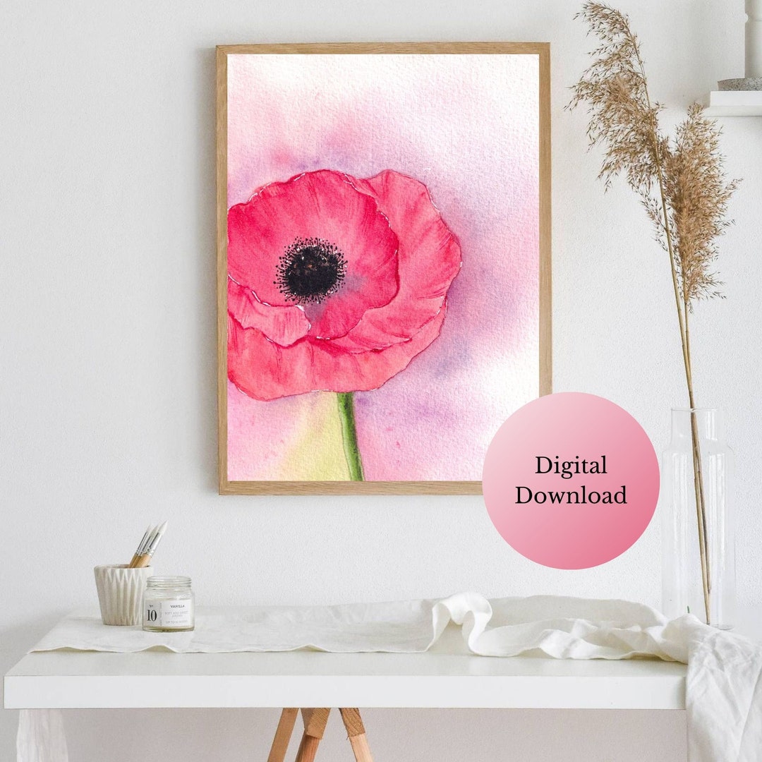 Poppy Flower | Floral Wall Art | | Printable Wall Art | INSTANT ...