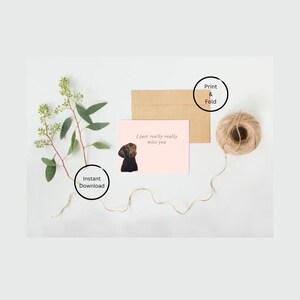 Download instantâneo Cartão de saudades | Cartão PDF | Imprima em casa | Cartão de última hora