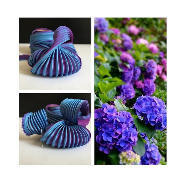Shibori silk ribbon. Purple and blue shibori. Price for 0.32 yards (30cm).