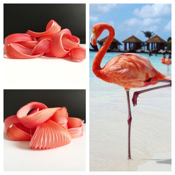 Flamingo shibori ribbon. Pink and orange shibori ribbon.  Priced for 0.32 yards (30cm).