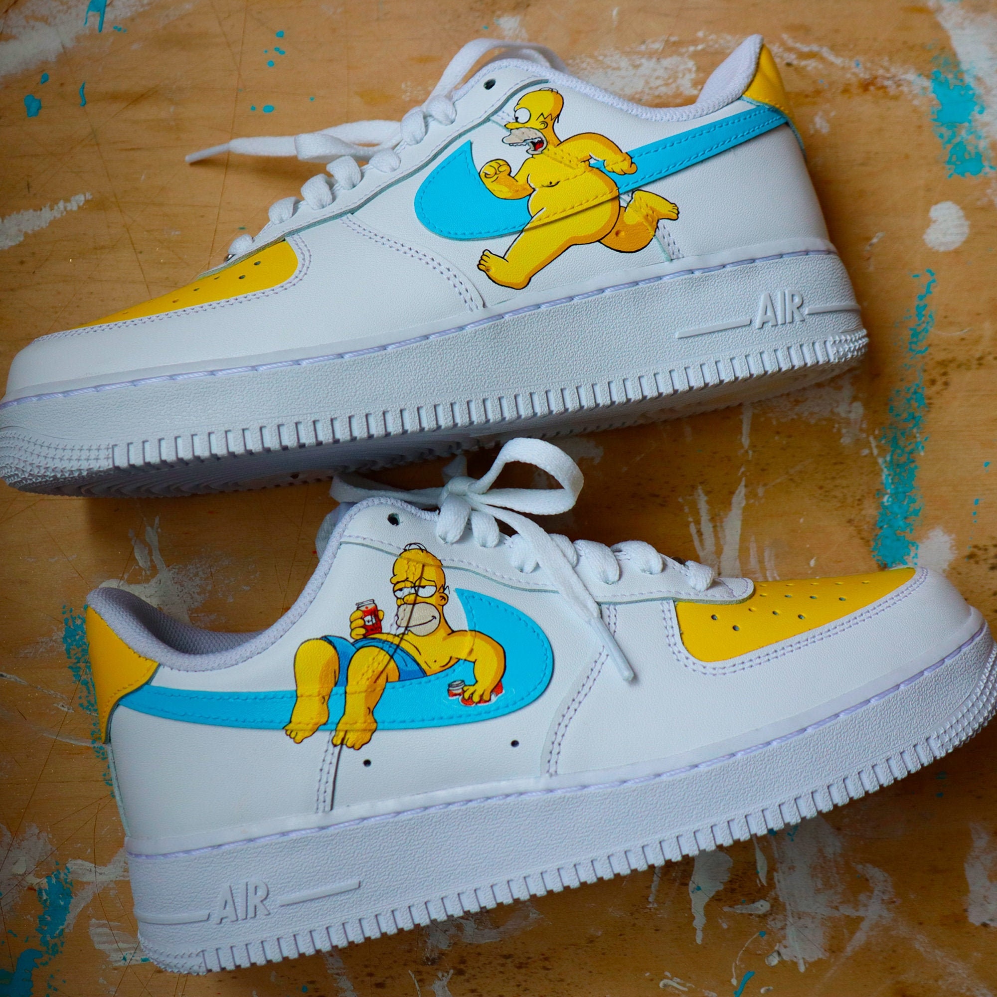 Custom sneakers Nike Air Force 1 Run and Rest Homer | Etsy