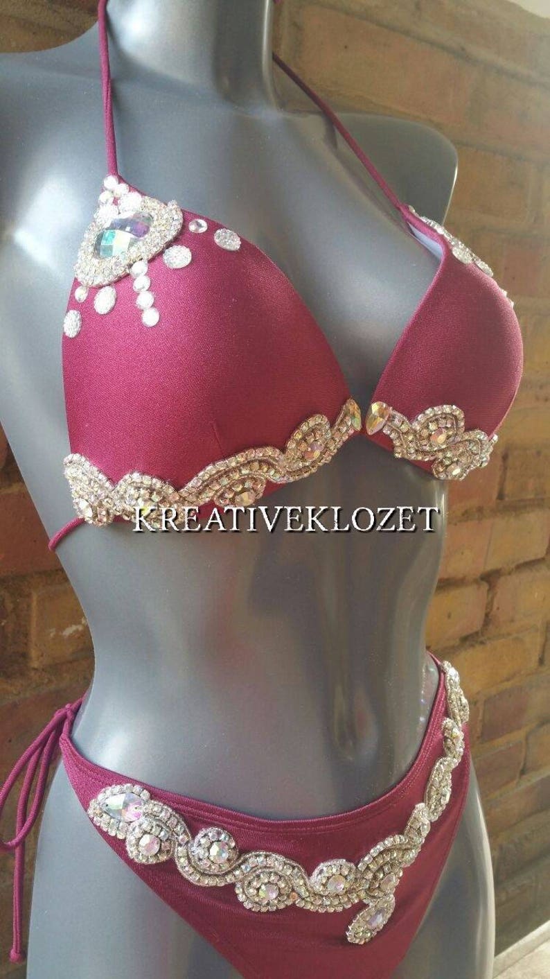 Red Bespoke Bling Bikini Costume image 4