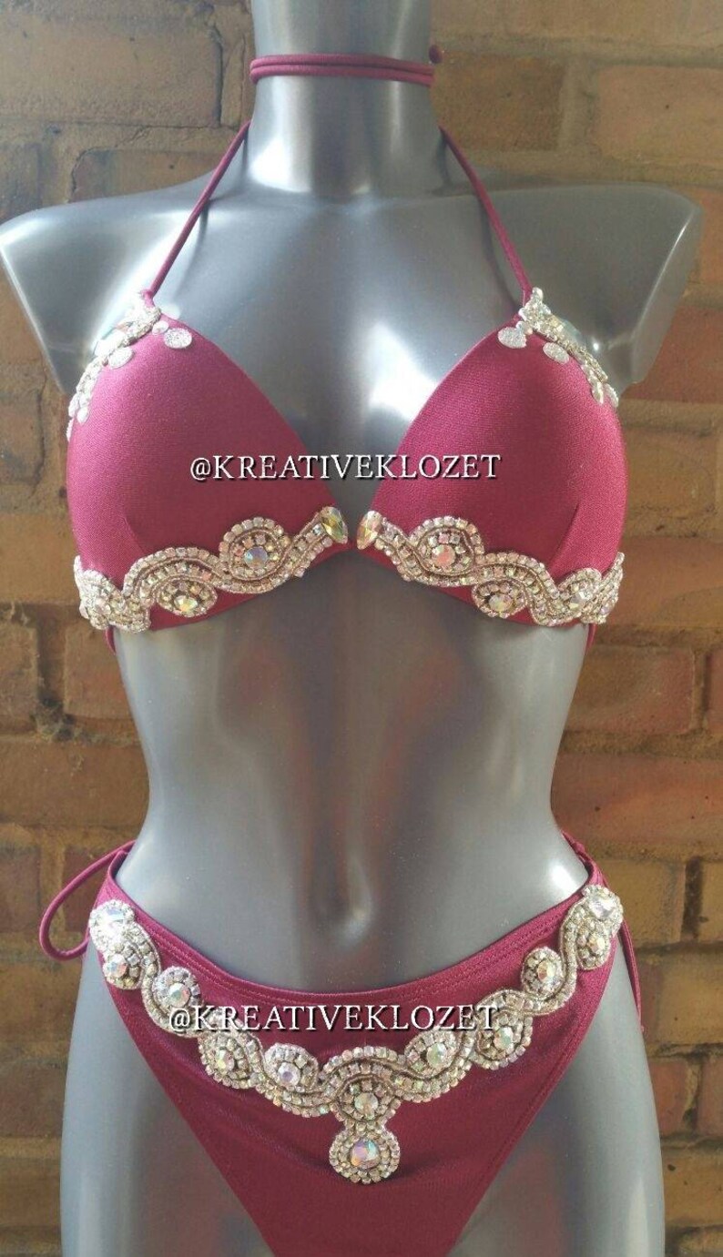 Red Bespoke Bling Bikini Costume image 1