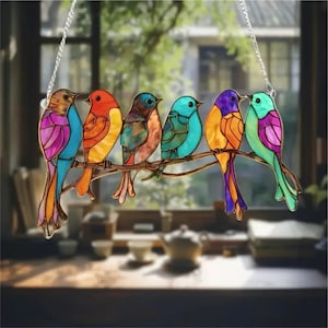 Attrape-soleil acrylique oiseau bleu, oiseau suspendu sur mesure, décoration d&#39;intérieur unique et cadeau pour les amateurs d&#39;oiseaux, art oiseau en vitrail, décoration d&#39;intérieur