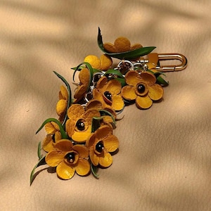 Genuine Handmade Leather Flower Keychain