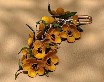 Genuine Handmade Leather Flower Keychain