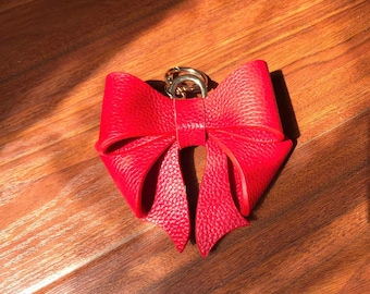 Bow Keychain Coquette Bag Charm Red Bow Backpack Accessory Personalized Backpack Keychain Back to School Large Leather Bow Keychain