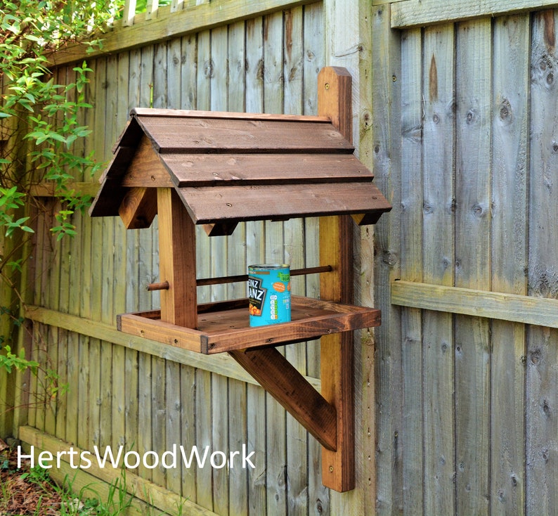 Handmade Wall Fence Mounted Bird Feeder Table Etsy