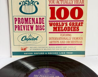 The Promenade 100 World’s Great Melodies Vinyl LP Capitol Records NP-3 Promenade Förhandsvisningsskiva Mono
