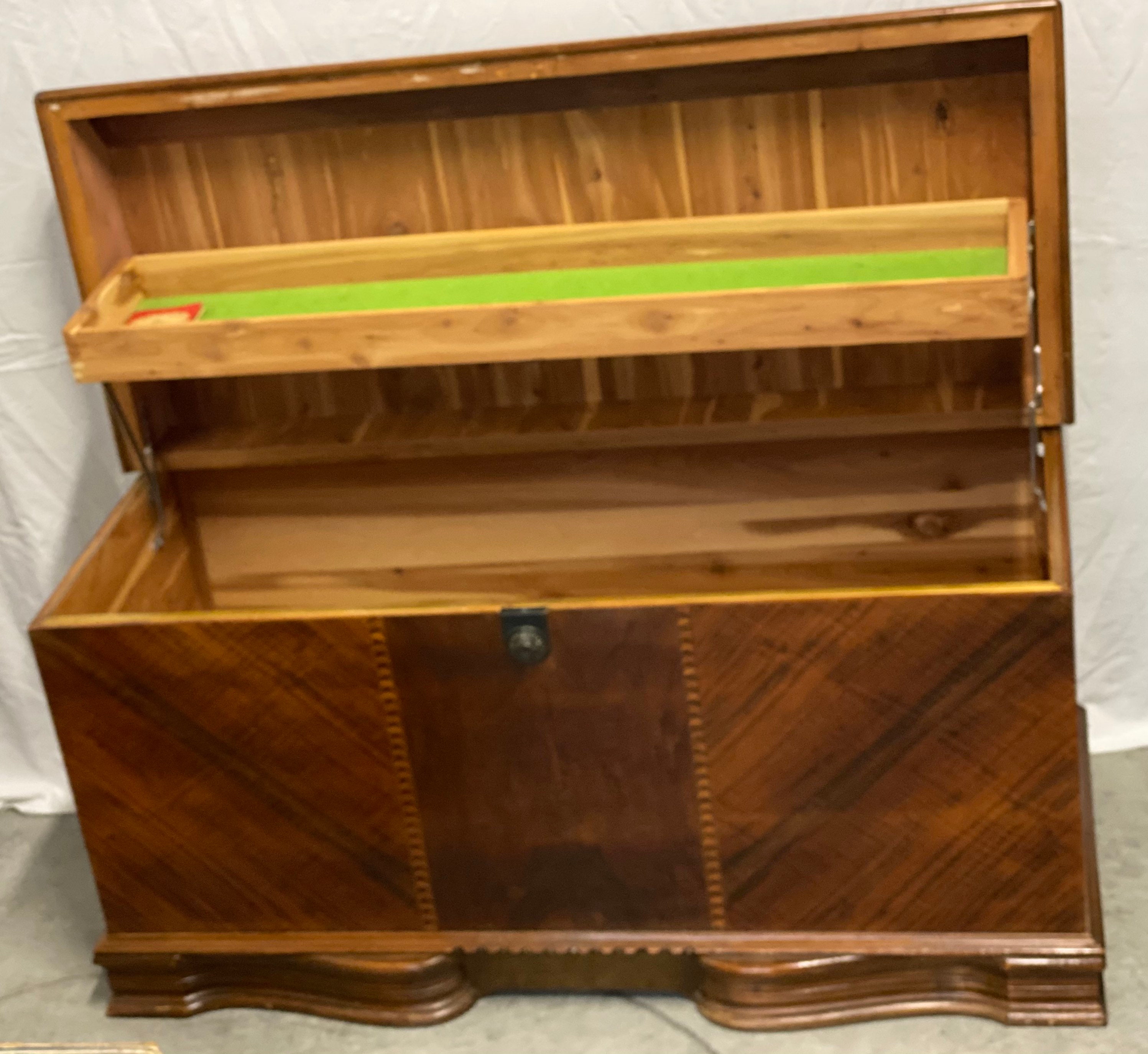Cavalier Cedar Chest Art Deco Waterfall Style Vintage Trunk 1940 s