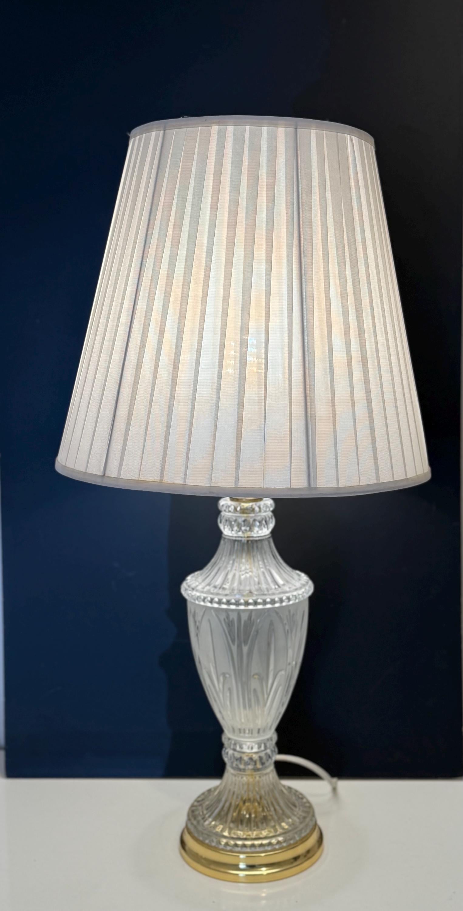 Vintage Leviton Crystal Frosted Glass Table Lamps - Pair of 2 