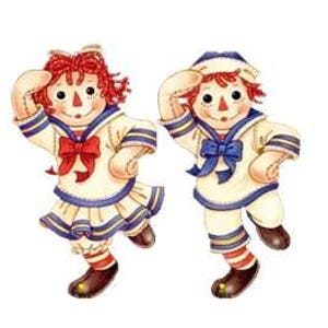 Raggedy Ann and Andy Sailor Dance Cross Stitch Pattern