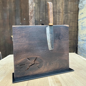 Knife holder smoked oak magnetic