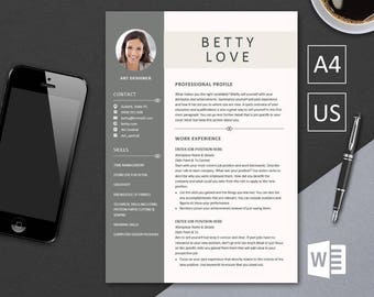 resume template instant download best cv template cover letter diy printable ms word design betty love