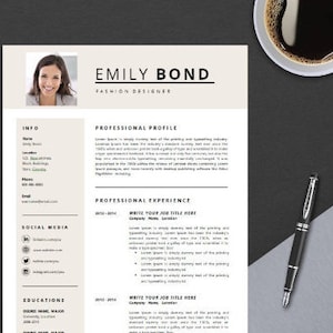 Resume Template with Instant Download Modern & Minimal CV Template Cover Letter DIY Microsoft Word Design Emily Bond image 5