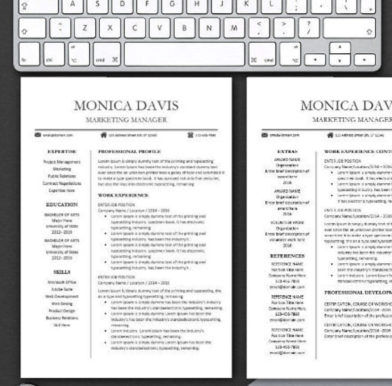 Resume Template for Word Modern Resume Design Pages Etsy