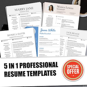 Creative Resumes, Professional Printable Editable Template BUNDLE Ms Word Professional Resume Design Modern cv EASTER SALE image 1