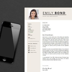 Resume Template with Instant Download Modern & Minimal CV Template Cover Letter DIY Microsoft Word Design Emily Bond image 4